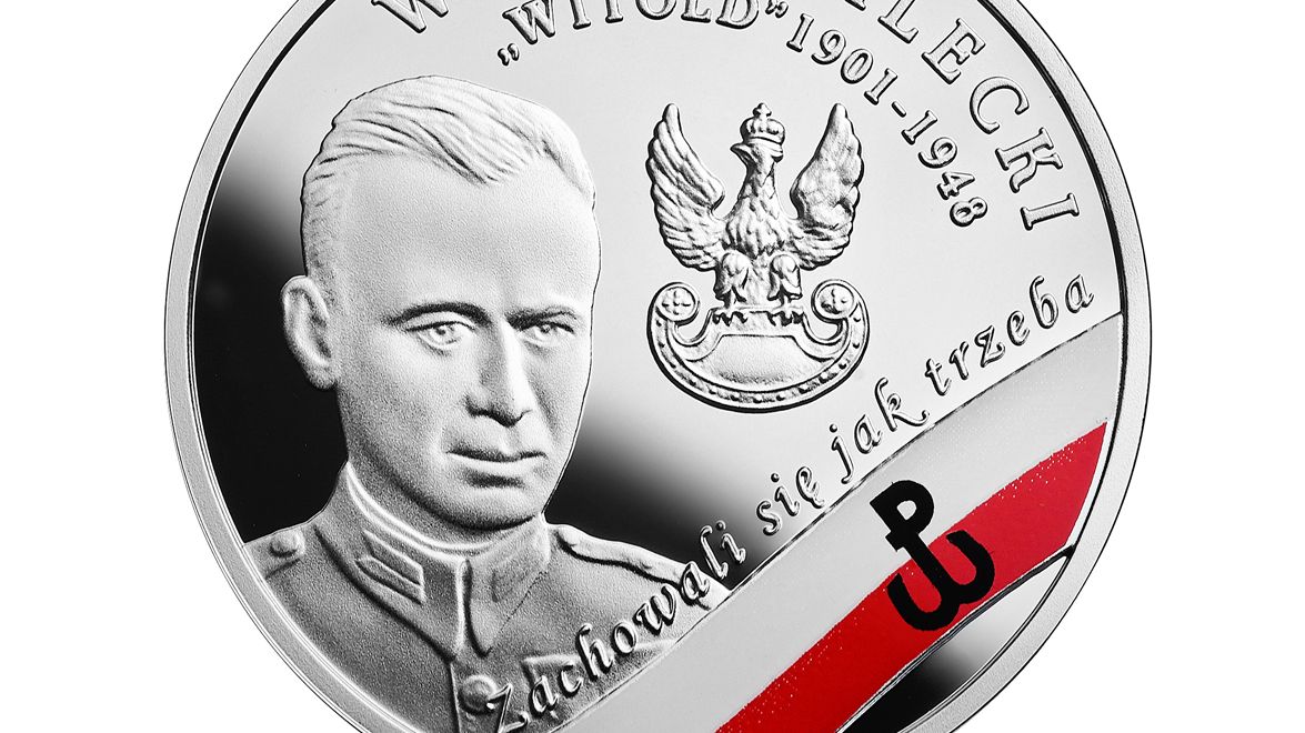 Rewers monety kolekcjonerskiej "Wyklęci przez komunistów żołnierze niezłomni - Witold Pilecki".