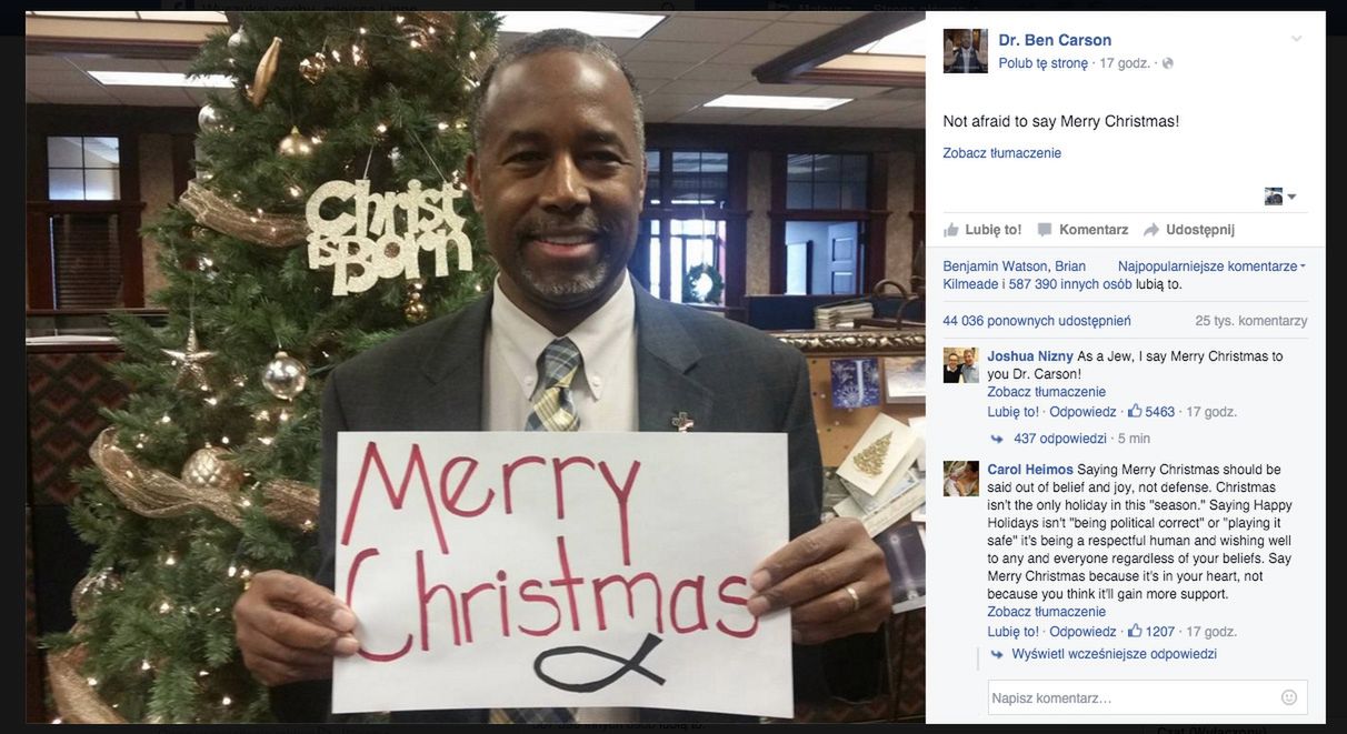 Dr Ben Carson na Facebooku 