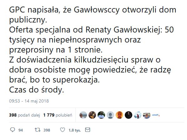 Wpis Romana Giertycha z poniedziałku 14 maja 