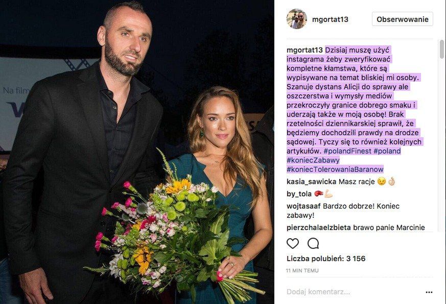 Marcin Gortat odpowiada na plotki - oświadczenie