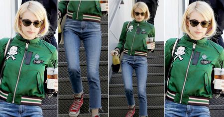 LOOK OF THE DAY: Emma Roberts w bomberce Coach
