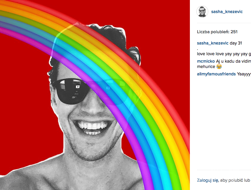 Sasha Knezevic na Instagramie wspiera gejów i lesbijki