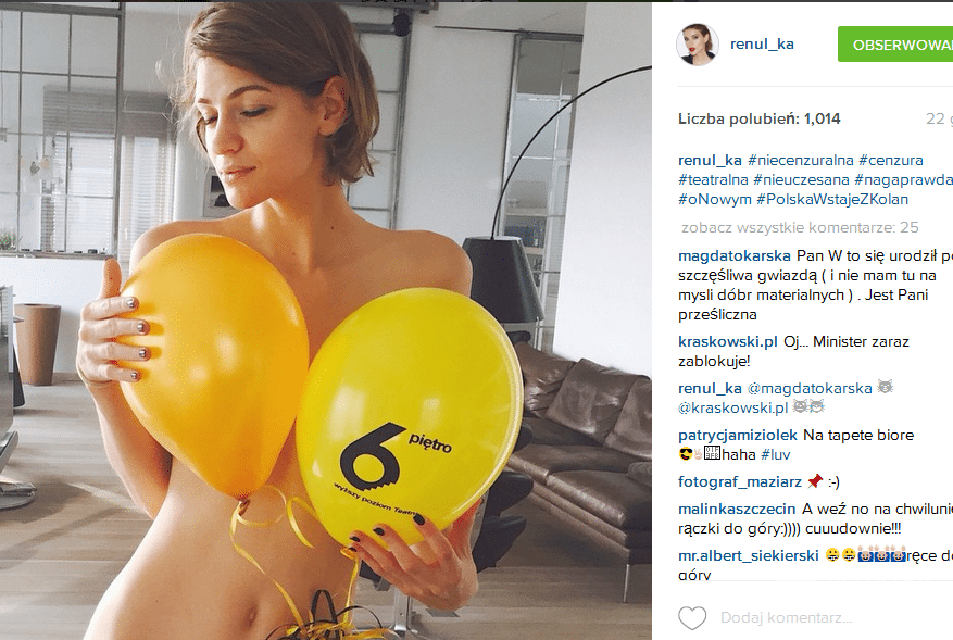 Naga Renata Kaczoruk na Instagrami