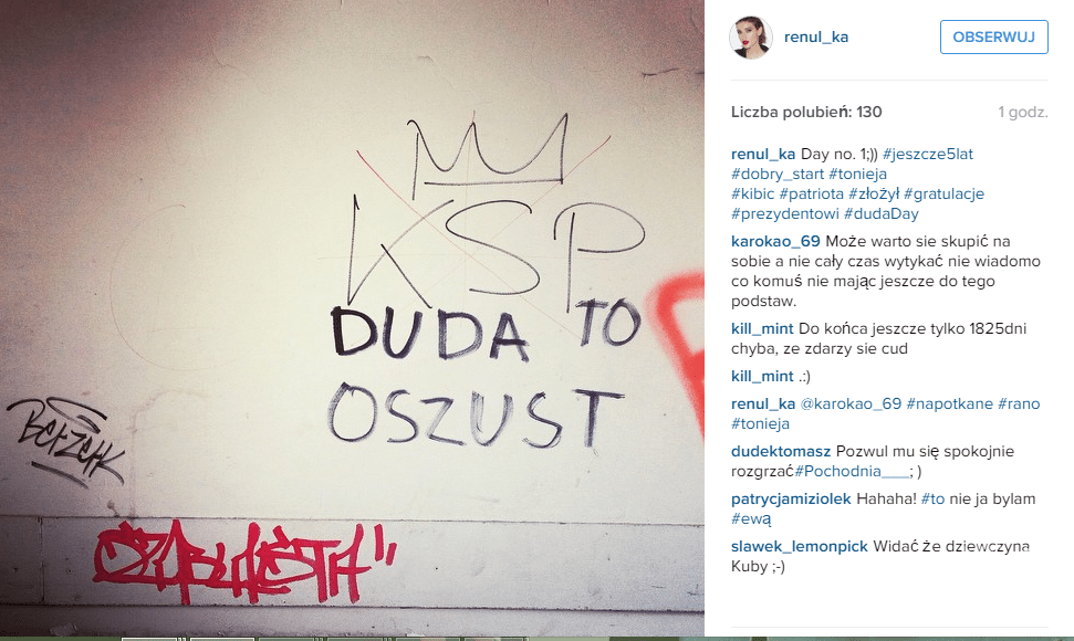 Renata Kaczoruk, screen z Instagrama
