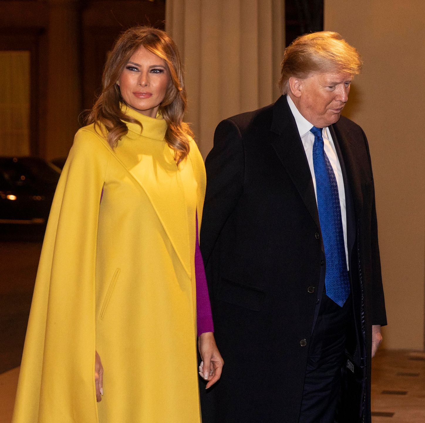 President Trump arrives with his wife Melania at Buckingham palace for the formal reception for the heads of the NATO countries. 