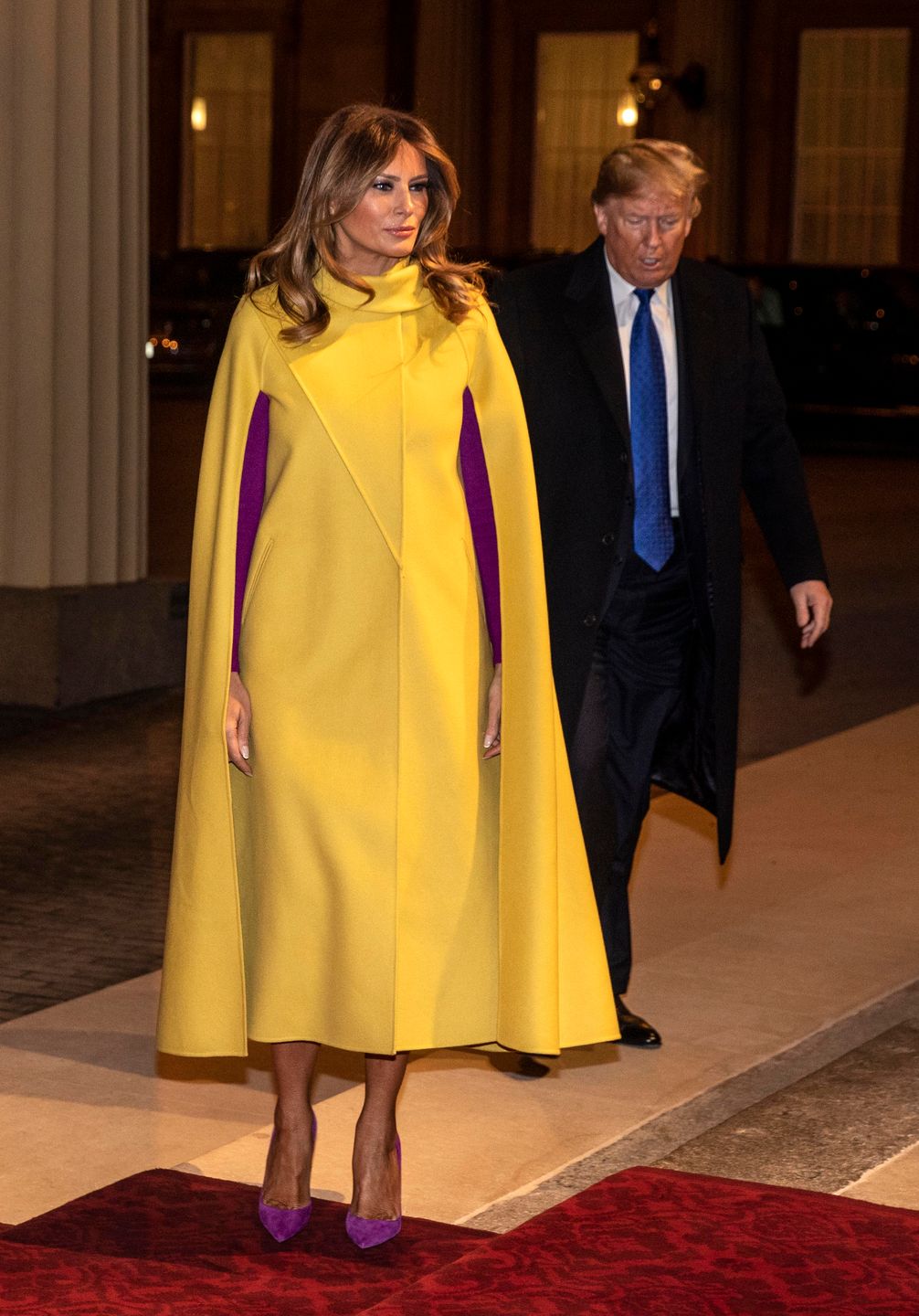President Trump arrives with his wife Melania at Buckingham palace for the formal reception for the heads of the NATO countries. 