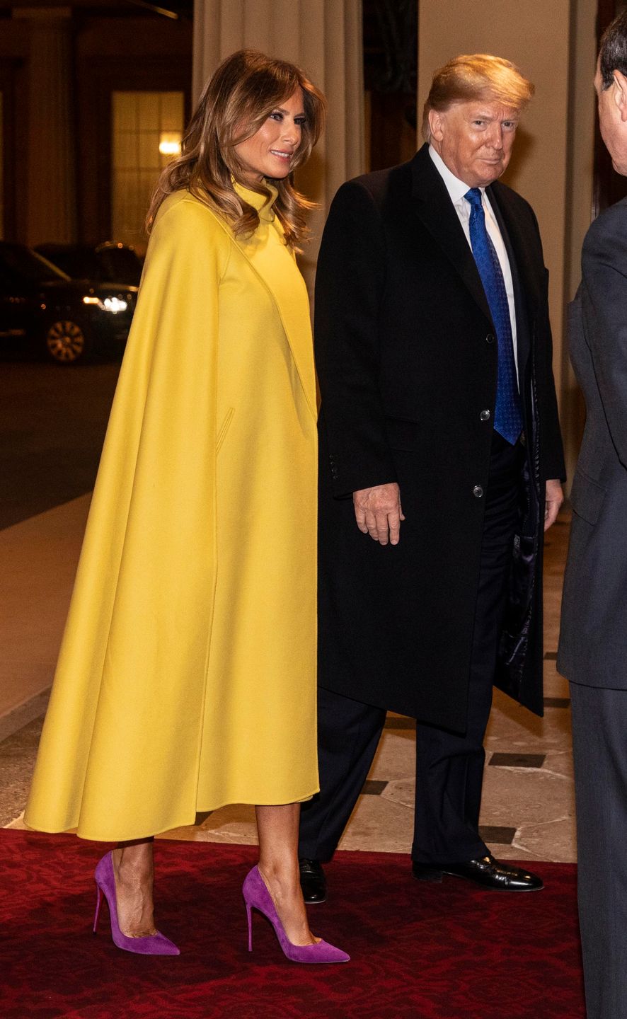 President Trump arrives with his wife Melania at Buckingham palace for the formal reception for the heads of the NATO countries. 