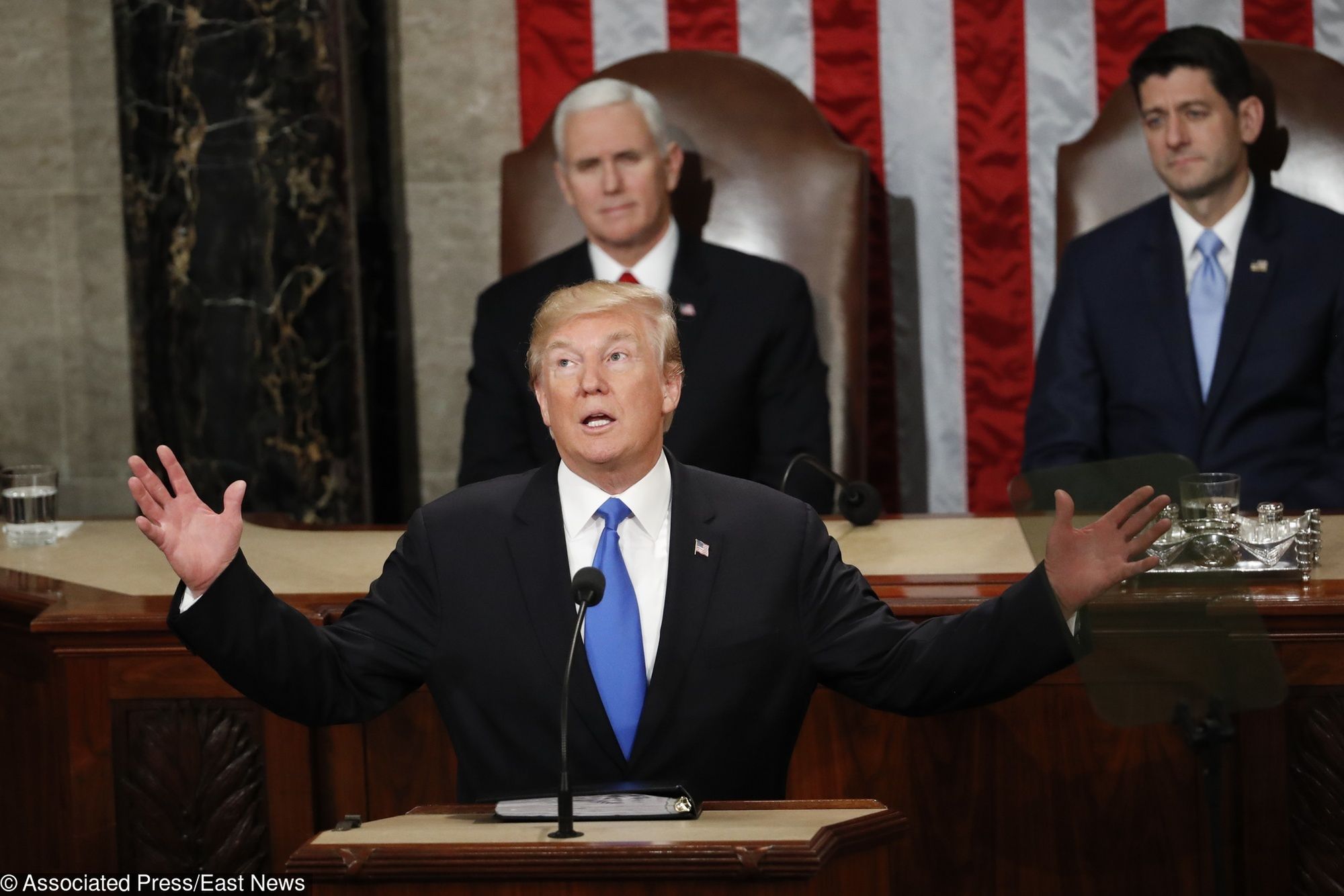 Donald Trump wygłasza orędzie przed połączonymi izbami parlamentu, 30 stycznia 2018 r.