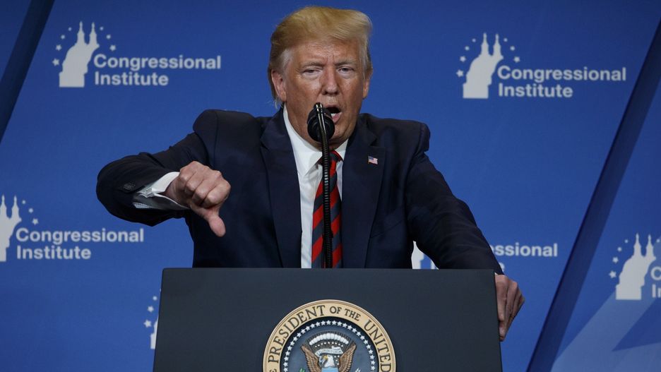 Baltimore. 45. prezydent USA Donald Trump podczas partyjnego spotkania