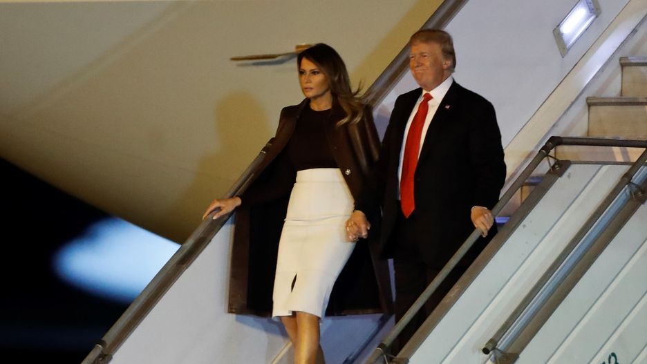 Prezydent USA Donald Trump i Melania Trump po przylocie do Buenos Aires