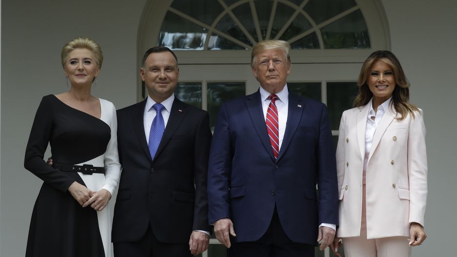 Andrzej Duda i Donald Trump z żonami.
