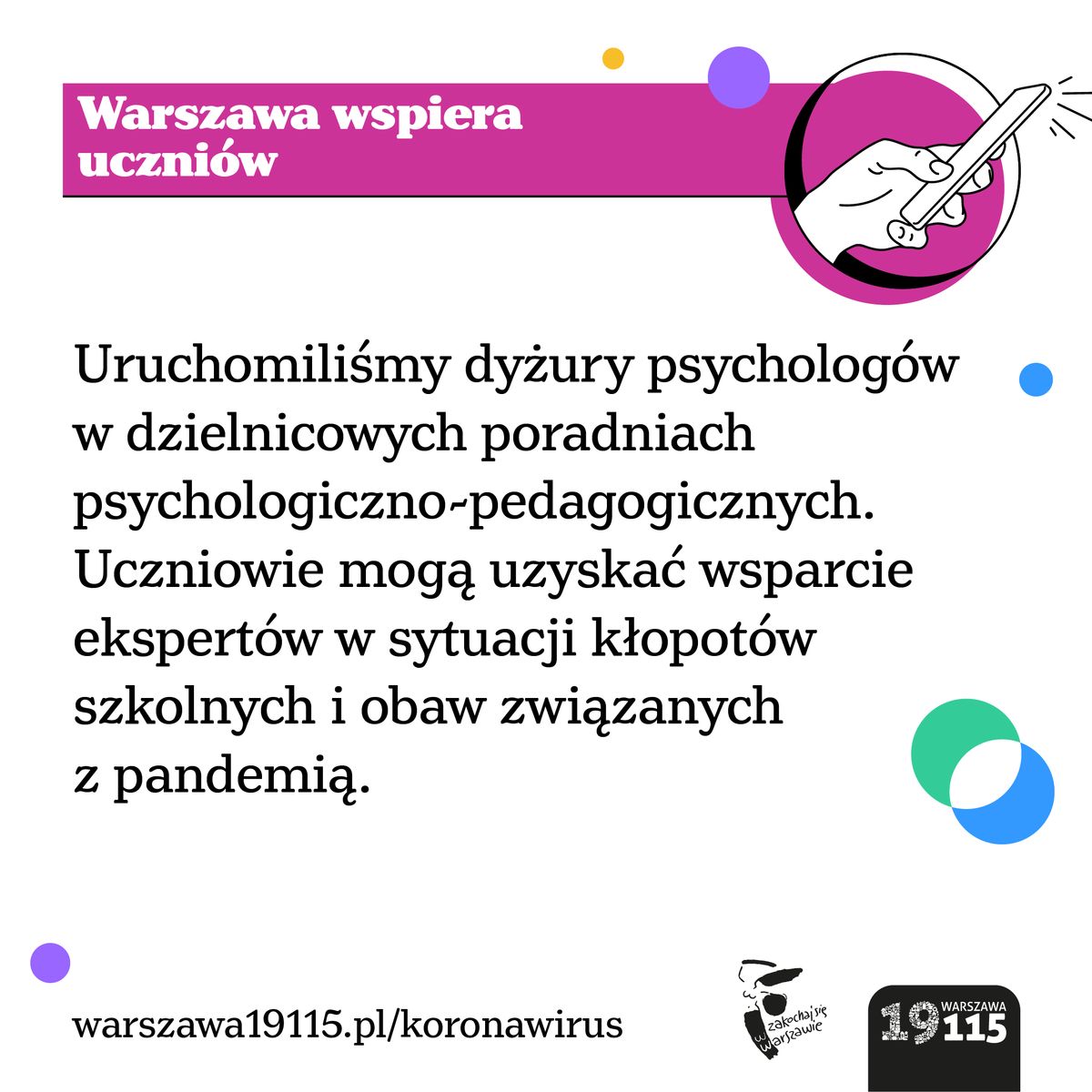 Koronawirus w Warszawie. Rusza wsparcie psychologiczne dla uczniów i rodziców