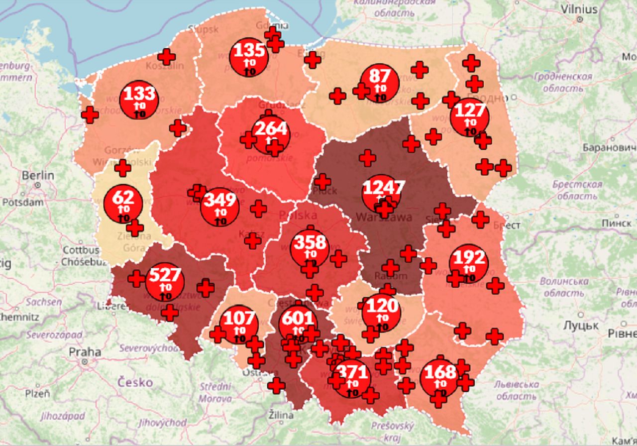 Koronawirus w Polsce. Tysiące chorych w polskich szpitalach. Sprawdź aktualne dane [Mapa]