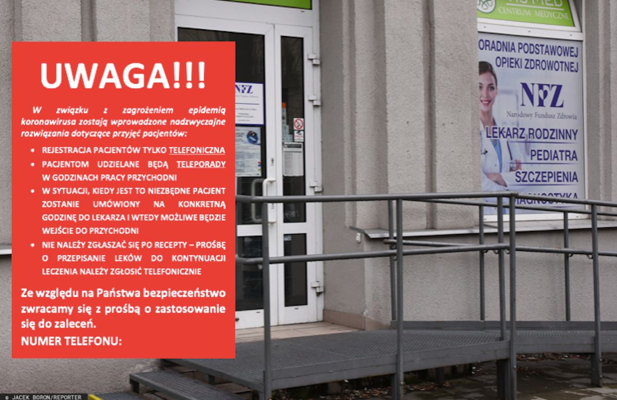 Koronawirus. Lekarze w przychodniach przez telefon. Drzwi poradni mają być zamknięte. Zalecenie Porozumienia Zielonogórskiego