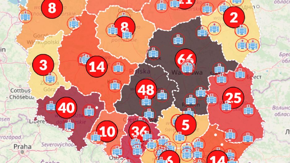 Koronawirus. Mapa zarażeń w Polsce
