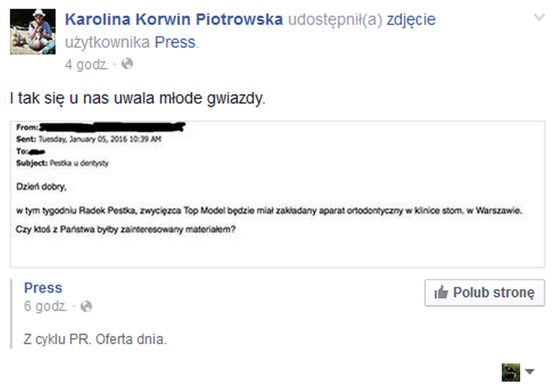 Karolina Korwin Piotrowsa skomentowała aferę z ortodontą i Radkiem Pestką