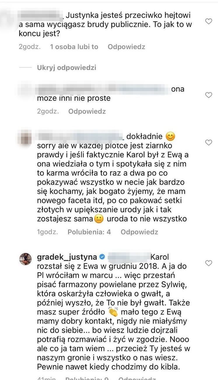Justyna Gradek oskarżona o hipokryzję