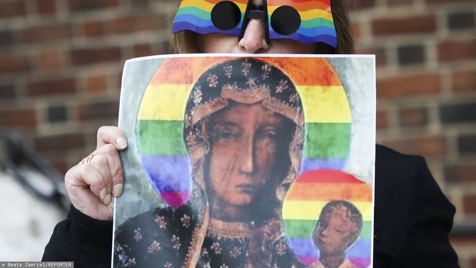 Wizerunek "tęczowej Maryi" powstał na bazie obrazu Matki Boskiej Częstochowskiej