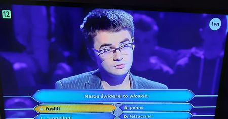 Nasze świderki to włoskie…. Pytanie w ”Milionerach” o makaron za 40 tysięcy złotych