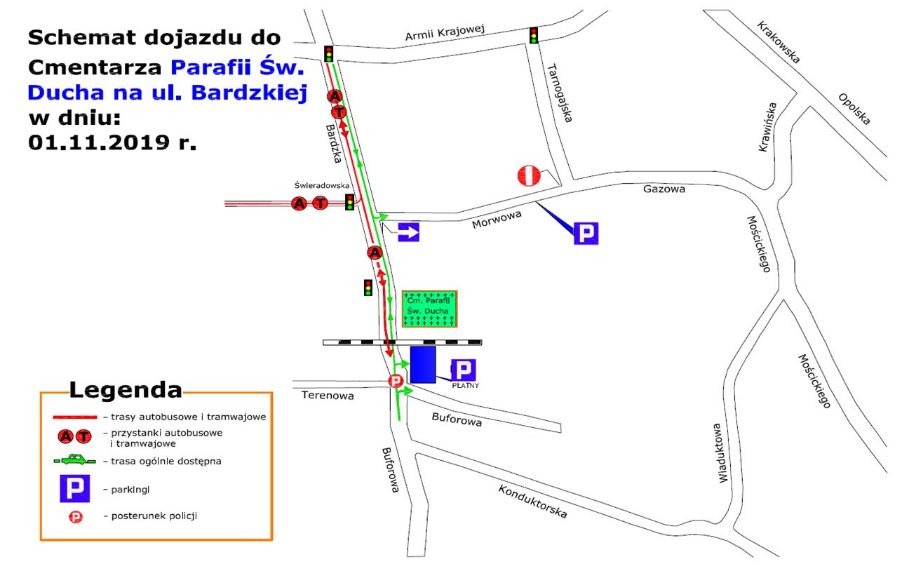 Jak dojechać do cmentarza przy ulicy Bardzkiej 1 listopada 