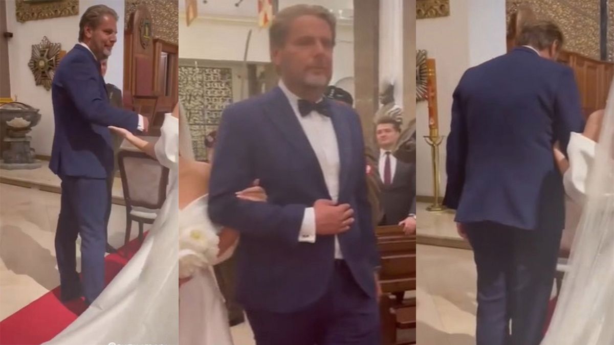 Wojciech Modest Amaro poprowadził córkę do ołtarza. Panna młoda wyglądała jak zjawisko. Co za piękna suknia!
