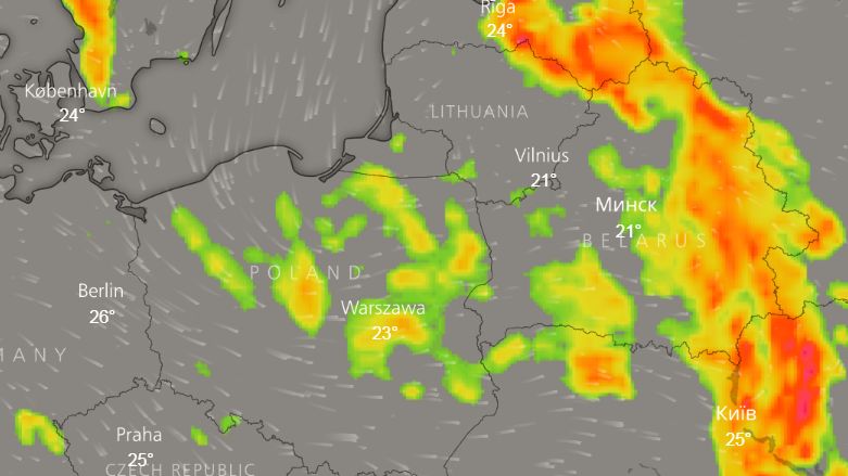 Burze nad Polską o godzinie 15 w piątek