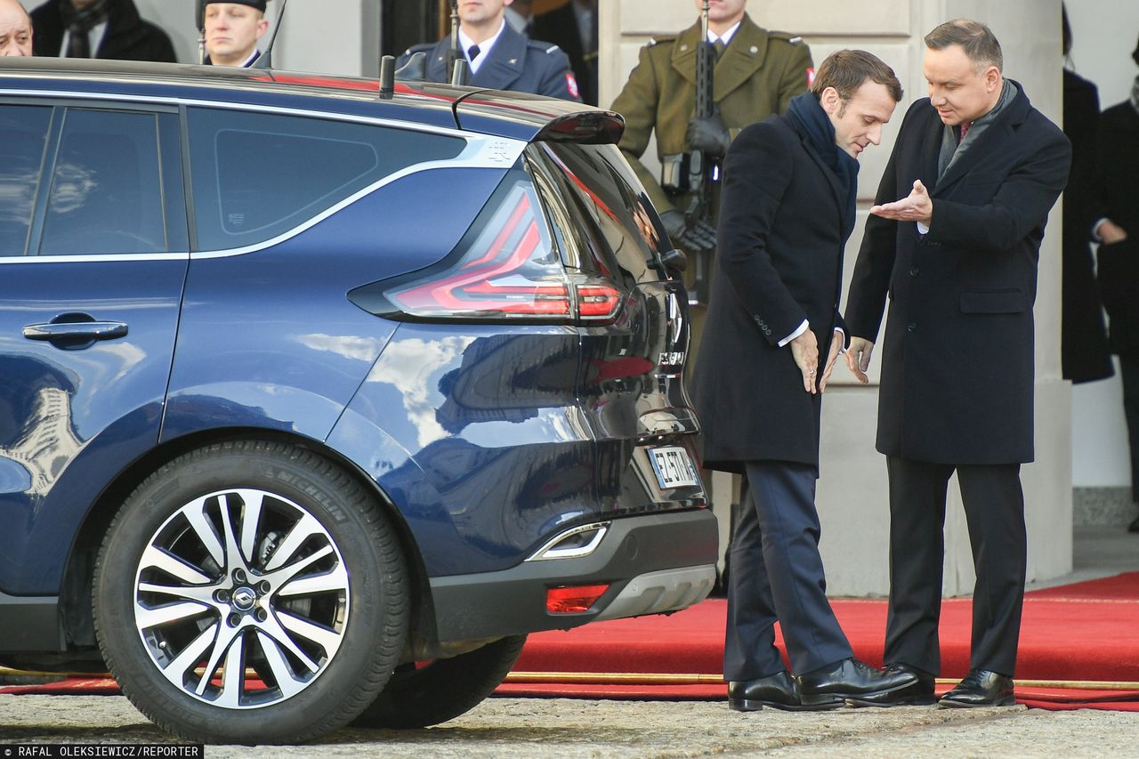 Emmanuel Macron w Polsce. Awaria limuzyny prezydenta Francji. Z pomocą przyszedł ambasador