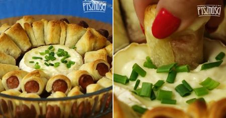 Zapiekane kiełbaski w cieście z rozpływającym się serem camembert