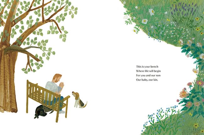 Meghan Markle- ilustracja z książki The Bench z niezapominajkami