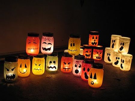 Halloween Painted Jar Luminaries