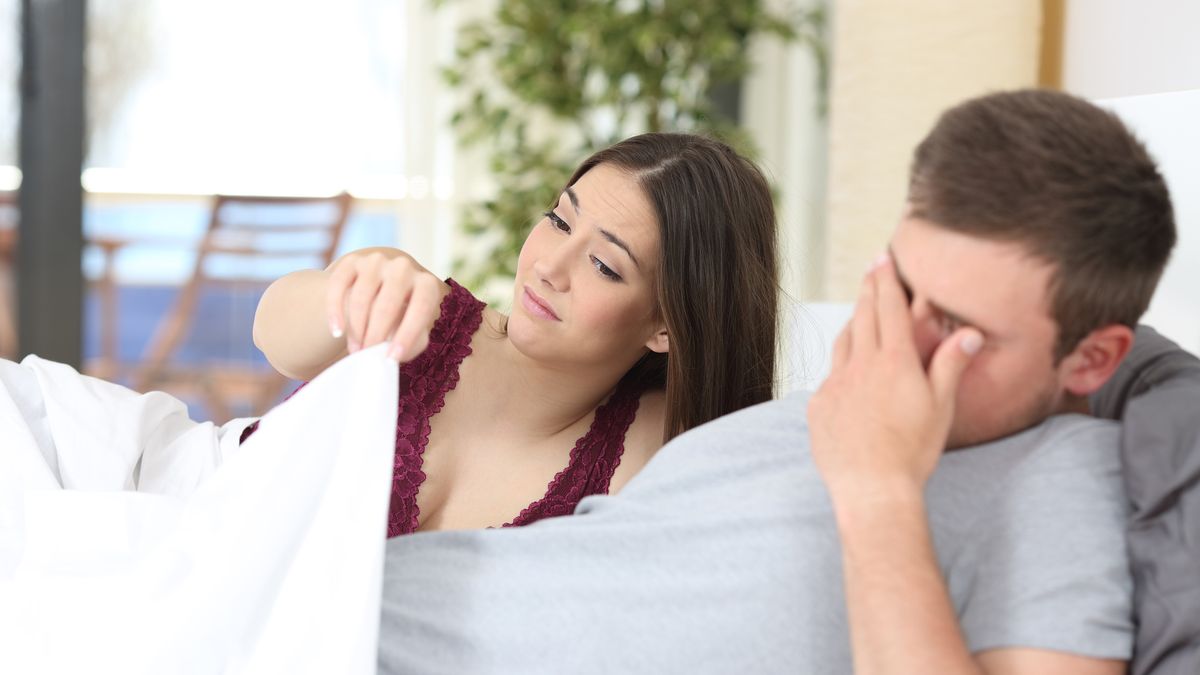 Man with erectile dysfunction during sex