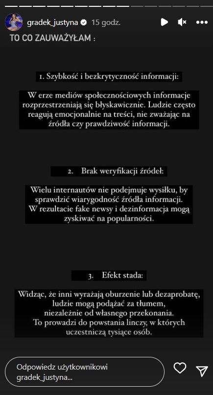 Justyna Gradek atakuje Sylwestra Wardęgę po aferze Pandora Gate (fot. Instagram)