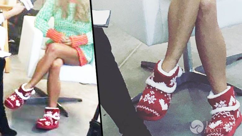 Małgorzata Rozenek w świątecznych kapciach na sesji