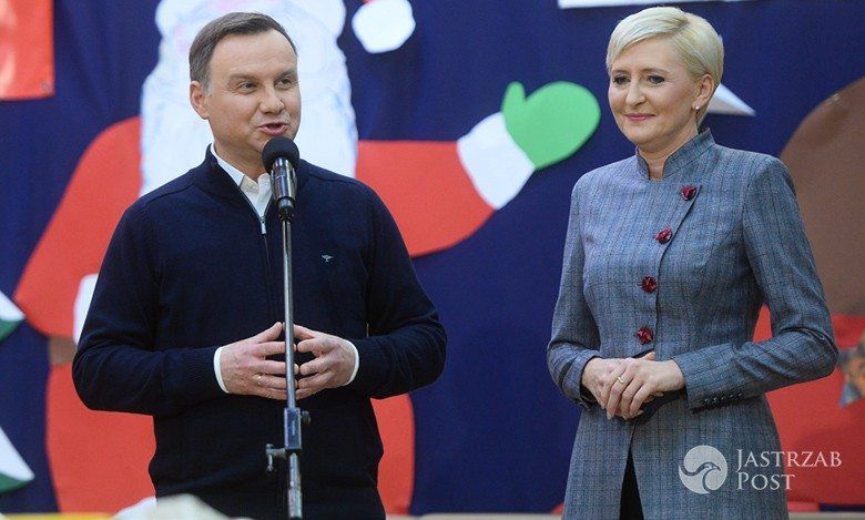 Andrzej Duda i Agata Duda - świąteczna zbiórka żywności