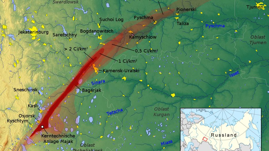 Zasięg radioaktywnej chmury po katastrofie