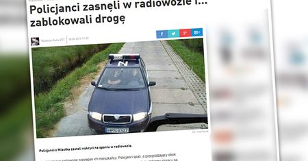 Przez drzemkę zablokowali drogę. Śpiących w radiowozie policjantów obudził kierowca ciężarówki