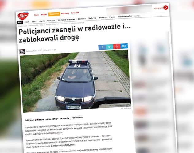 Przez drzemkę zablokowali drogę. Śpiących w radiowozie policjantów obudził kierowca ciężarówki