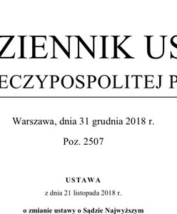 Ustawa o Sądzie Najwyższym opublikowana w Dzienniku Ustaw