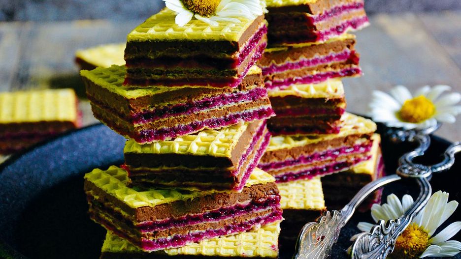Wafelki z kremem czekoladowym z ciecierzycy i dżemem porzeczkowym. Nie tylko dla wegan