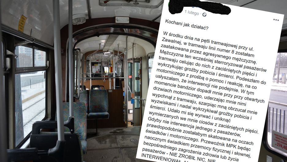 Motorniczy miał zbagatelizować prośby o pomoc ze strony pasażerki