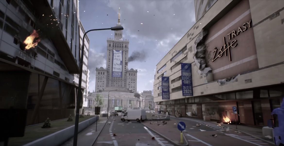 Zniszczony Pałac Kultury. Polskie "World War 3" pokazuje wojnę przyszłości