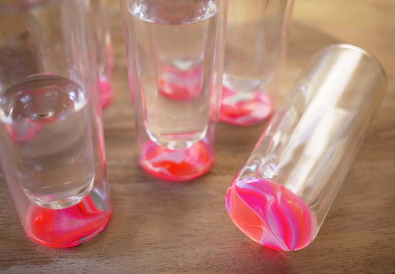 Nail Polish Marbled Glassware