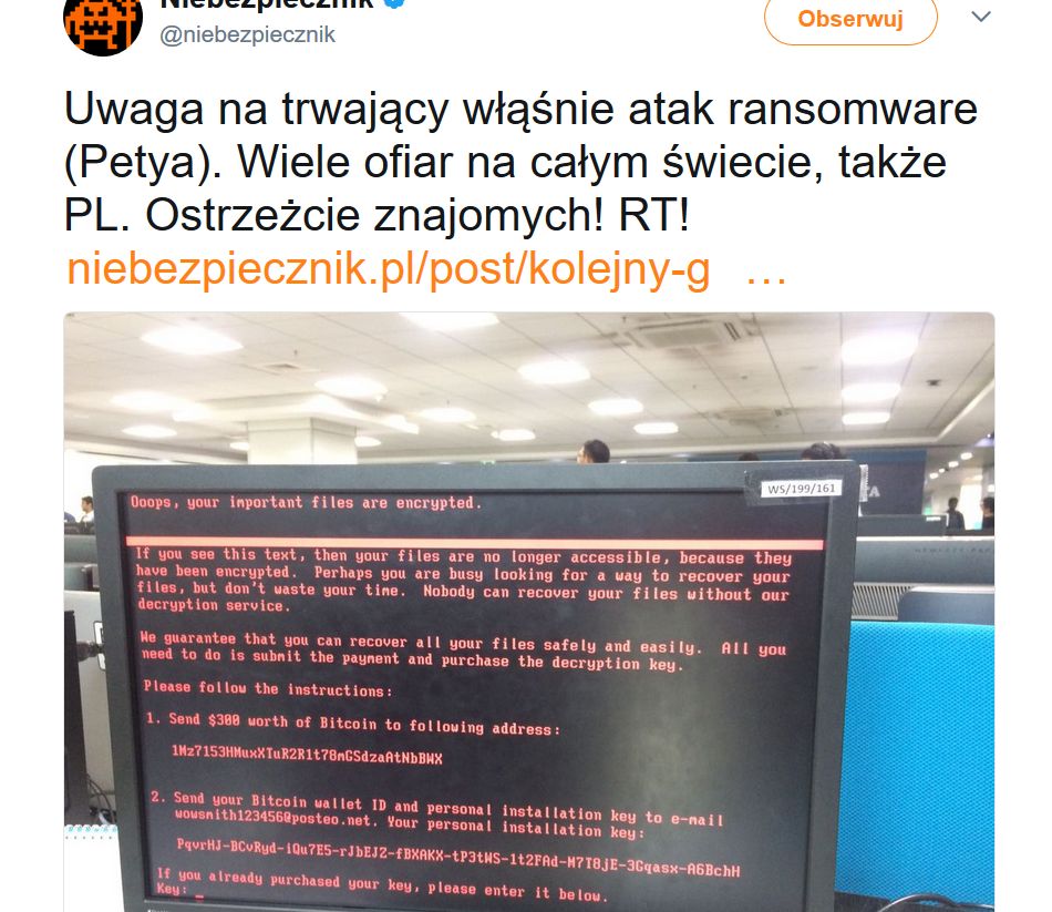 Nowy, lepszy wirus. Atak ransomware uderzył w kilkadziesiąt polskich firm