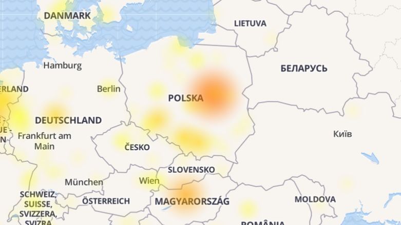 Mapa przerw w dostawie usług Facebooka