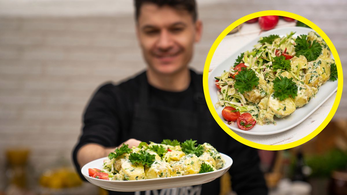 Młode ziemniaczki z surówką- Pyszności