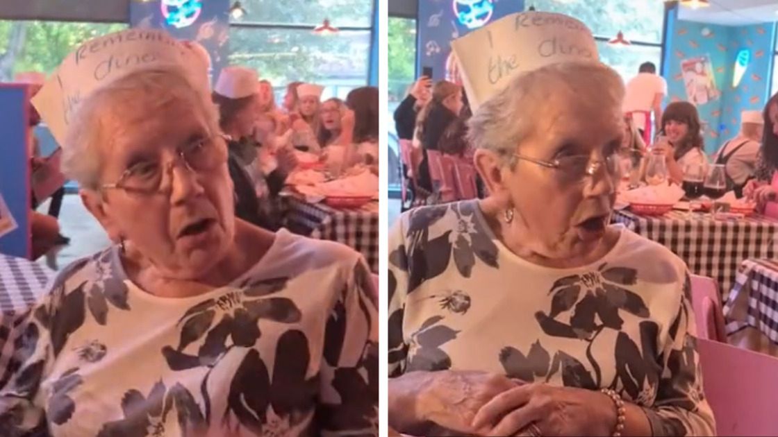 Starsza pani w restauracji