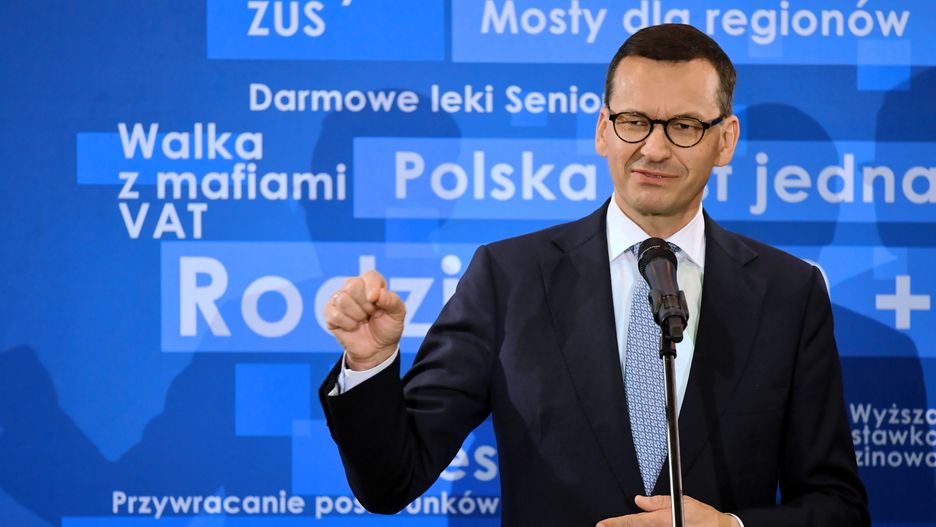 Mateusz Morawiecki na spotkaniu wyborczym PiS w Ostrowcu Świętokrzyskim