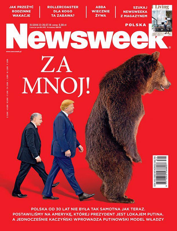 Nowa okładka "Newsweeka". A na niej Kaczyński i Trump idą za symbolem Rosji