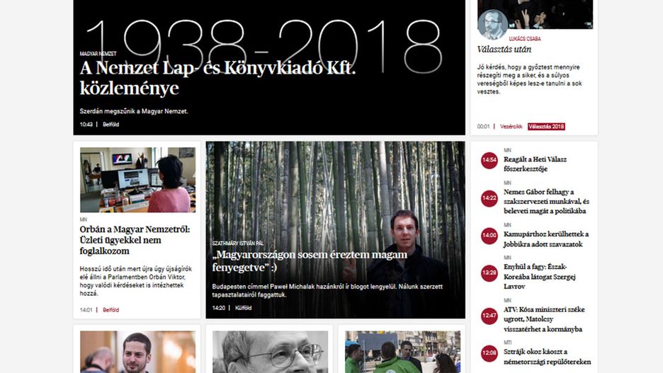 Informacja o zamknięciu redakcji znajduje się na głównej stronie portalu gazety mno.hu