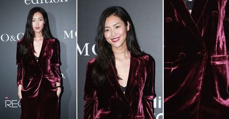 LOOK OF THE DAY: Liu Wen w aksamitnym garniturze MO&Co